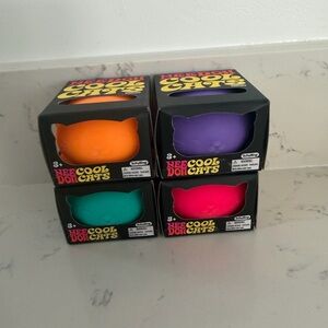 NeeDoh Cool Doh Cats Neon Squishy Set - Orange, Purple, Teal, Pink